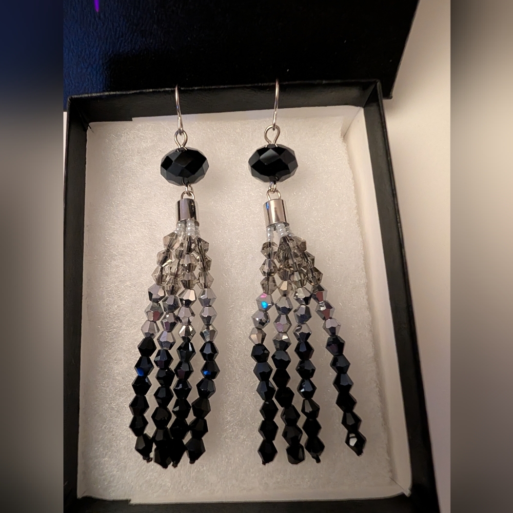 Park Lane Black, Silver & Clear Tassel Earrings